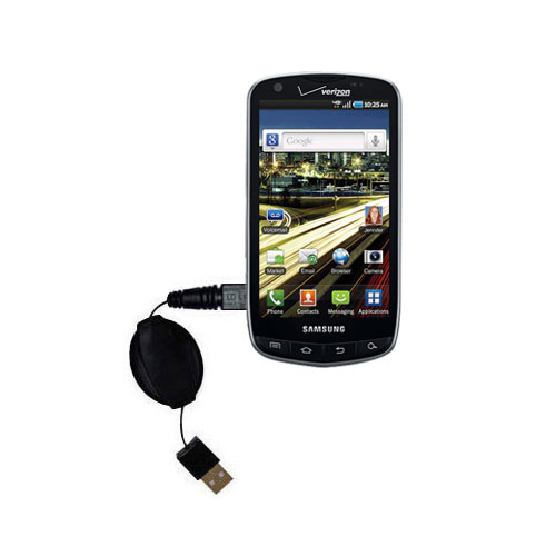 Retractable USB Power Port Ready charger cable designed for the Samsung Droid Charge and uses TipExchange