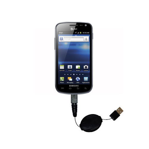Retractable USB Power Port Ready charger cable designed for the Samsung Exhilarate and uses TipExchange