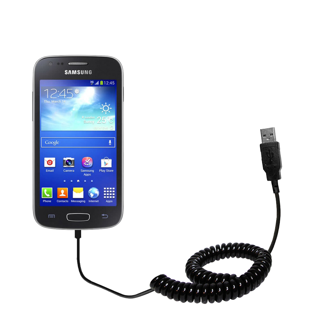 Coiled USB Cable compatible with the Samsung Galaxy Ace 3