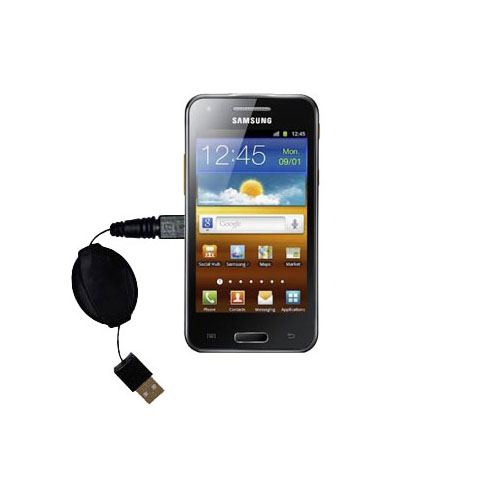Retractable USB Power Port Ready charger cable designed for the Samsung Galaxy Beam / I8530 and uses TipExchange