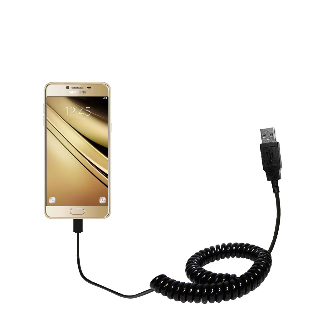 Coiled USB Cable compatible with the Samsung Galaxy C5