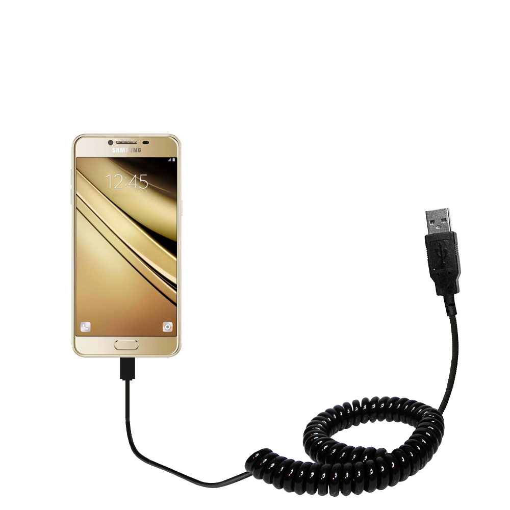Coiled USB Cable compatible with the Samsung Galaxy C7