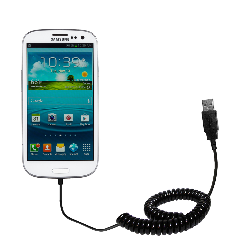 Coiled USB Cable compatible with the Samsung Galaxy Exhibit
