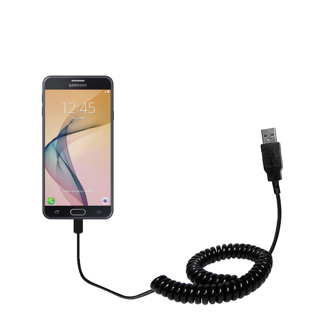 Coiled USB Cable compatible with the Samsung Galaxy J7 / J7 Prime