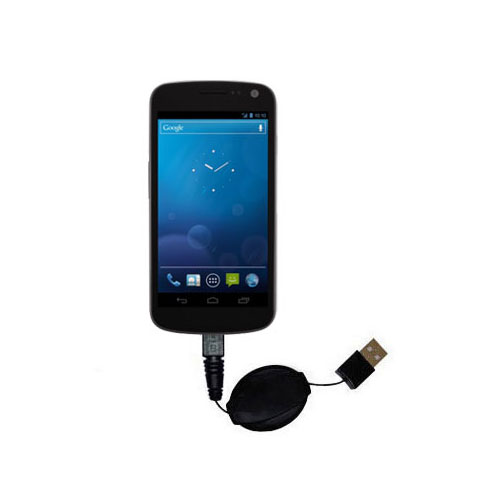 Retractable USB Power Port Ready charger cable designed for the Samsung Galaxy Nexus CDMA and uses TipExchange