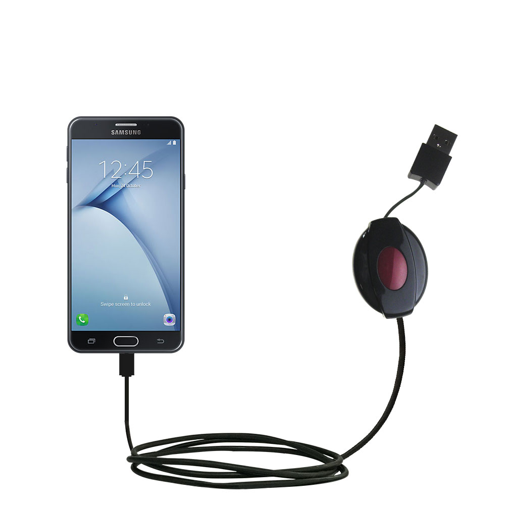 Retractable USB Power Port Ready charger cable designed for the Samsung Galaxy On Nxt and uses TipExchange