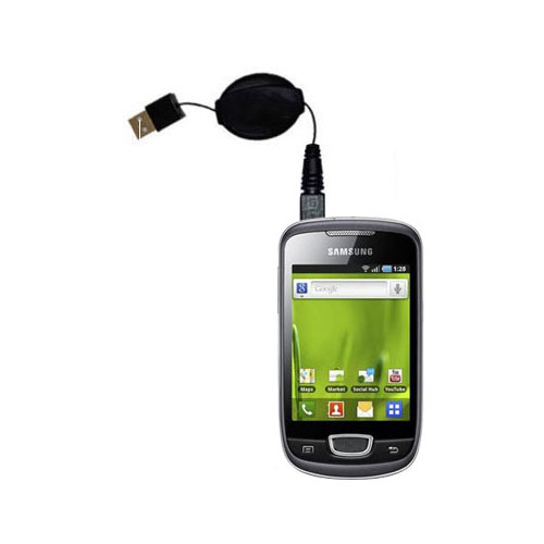 Retractable USB Power Port Ready charger cable designed for the Samsung Galaxy pop and uses TipExchange
