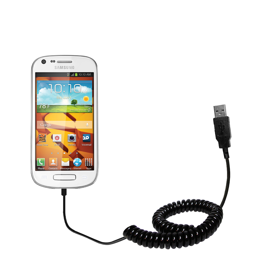Coiled USB Cable compatible with the Samsung Galaxy Prevail 2