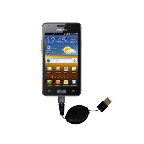 Retractable USB Power Port Ready charger cable designed for the Samsung Galaxy R and uses TipExchange