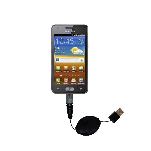 Retractable USB Power Port Ready charger cable designed for the Samsung Galaxy R Style and uses TipExchange