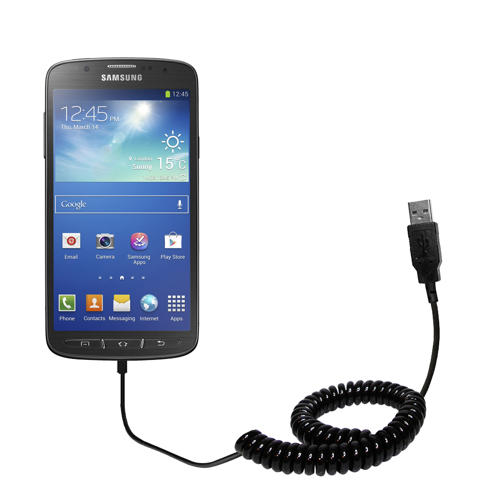 Coiled USB Cable compatible with the Samsung Galaxy S 4 Active