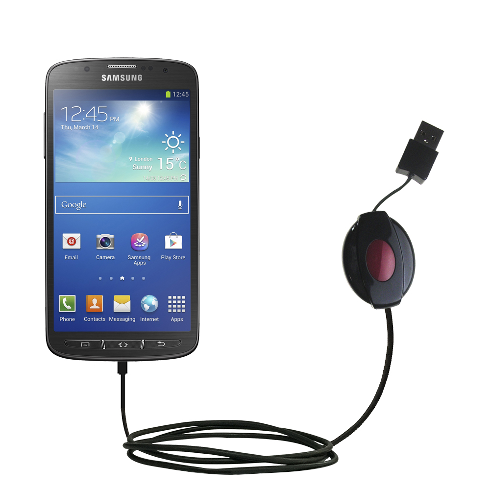 Retractable USB Power Port Ready charger cable designed for the Samsung Galaxy S 4 Active and uses TipExchange