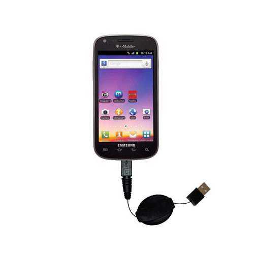 Retractable USB Power Port Ready charger cable designed for the Samsung Galaxy S Blaze / SGH-T769 and uses TipExchange