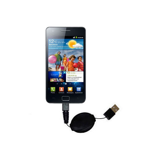Retractable USB Power Port Ready charger cable designed for the Samsung Galaxy S II and uses TipExchange