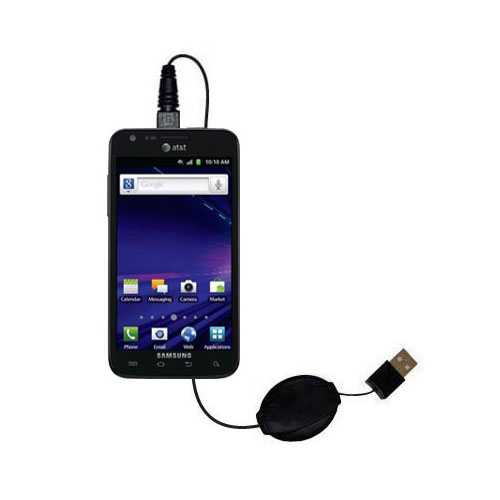 Retractable USB Power Port Ready charger cable designed for the Samsung Galaxy S II Skyrocket and uses TipExchange