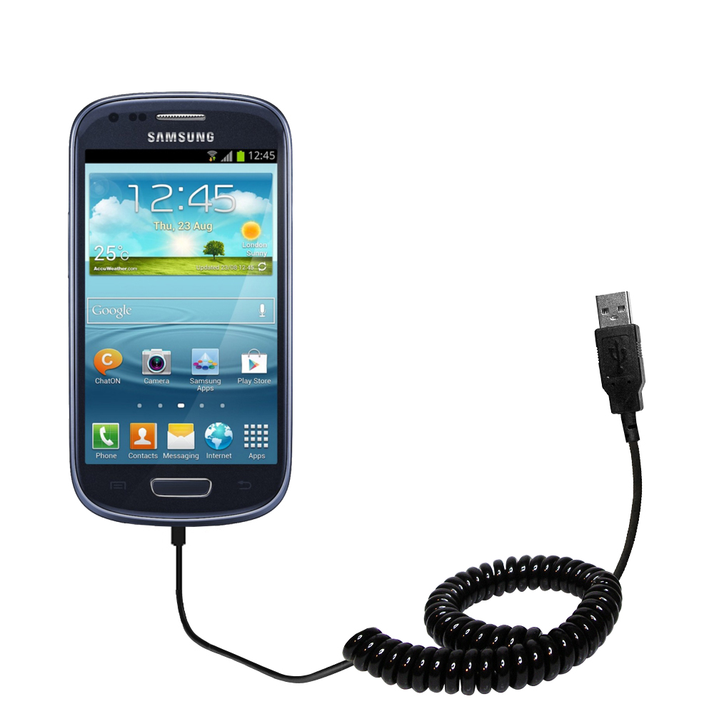 Coiled USB Cable compatible with the Samsung Galaxy S III mini