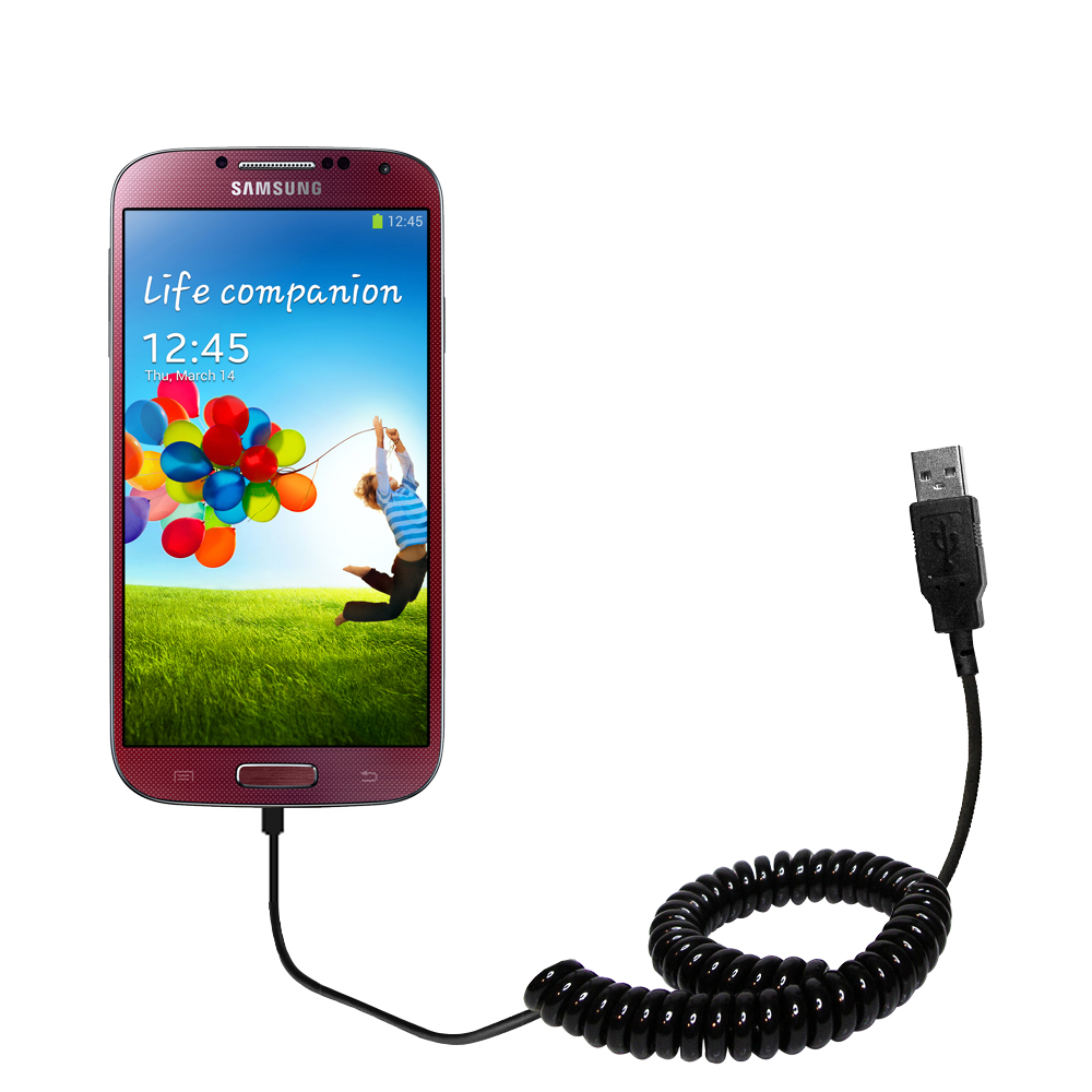 Coiled USB Cable compatible with the Samsung Galaxy S4