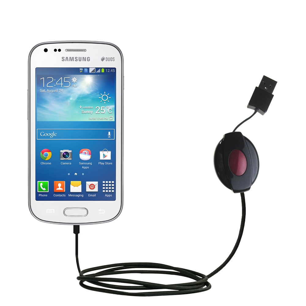 Retractable USB Power Port Ready charger cable designed for the Samsung Galaxy S4 Mini and uses TipExchange