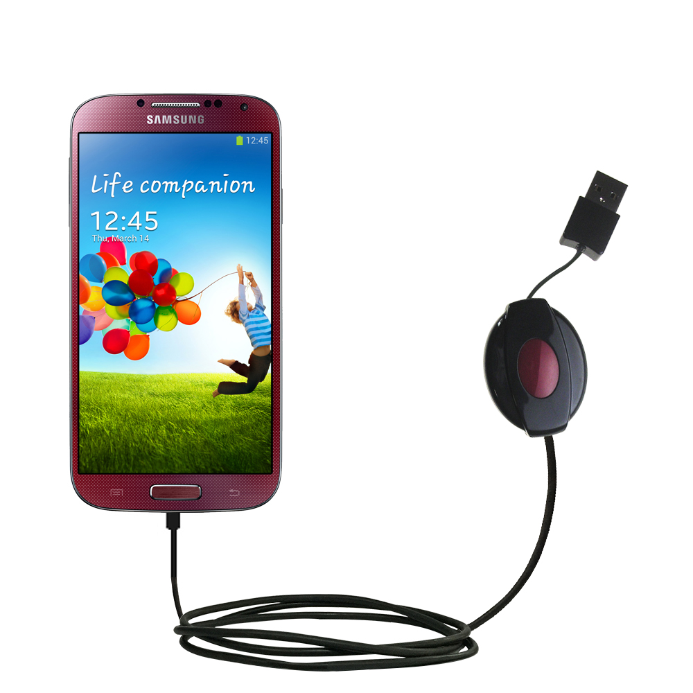 Retractable USB Power Port Ready charger cable designed for the Samsung Galaxy S4 and uses TipExchange