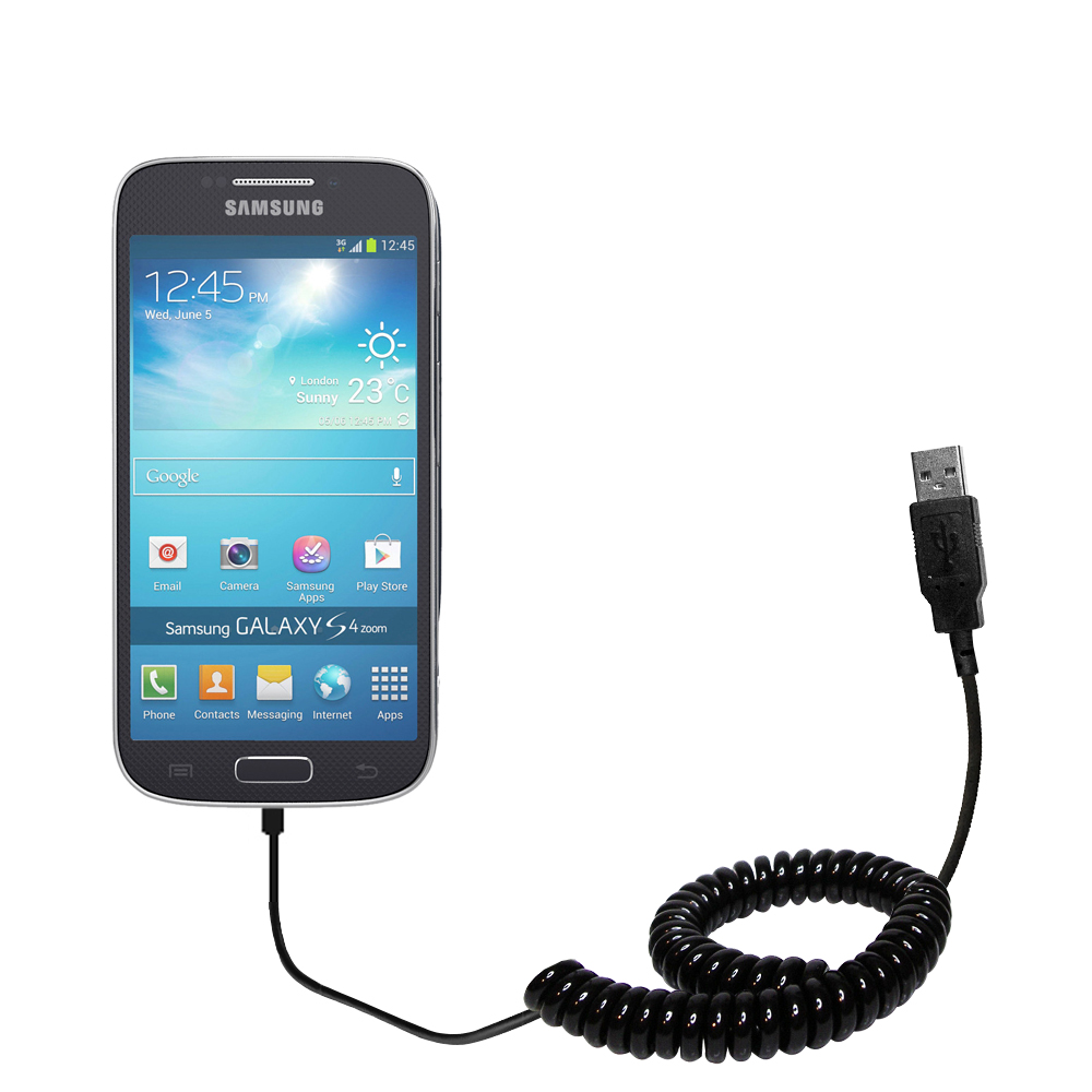 Coiled USB Cable compatible with the Samsung Galaxy S4 Zoom