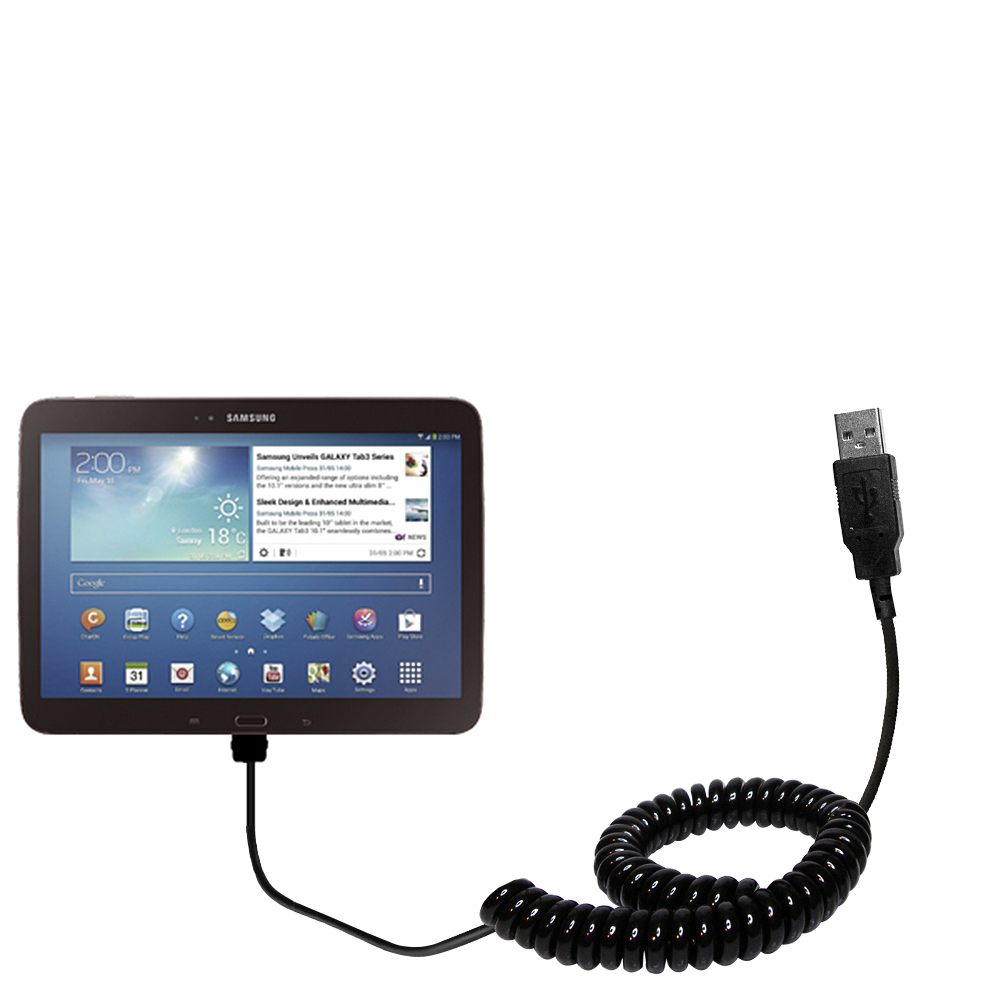 Coiled USB Cable compatible with the Samsung Galaxy Tab 3