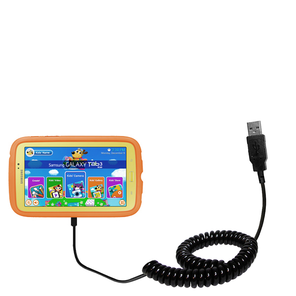 Coiled USB Cable compatible with the Samsung Galaxy Tab 3 Kids