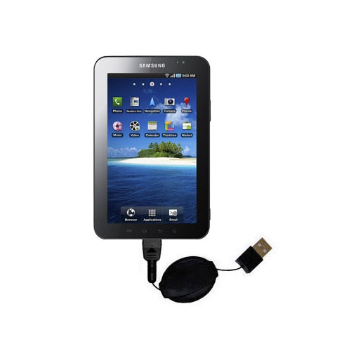 Retractable USB Power Port Ready charger cable designed for the Samsung Galaxy Tab and uses TipExchange