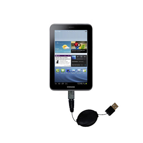 Retractable USB Power Port Ready charger cable designed for the Samsung Galaxy Tab2 and uses TipExchange