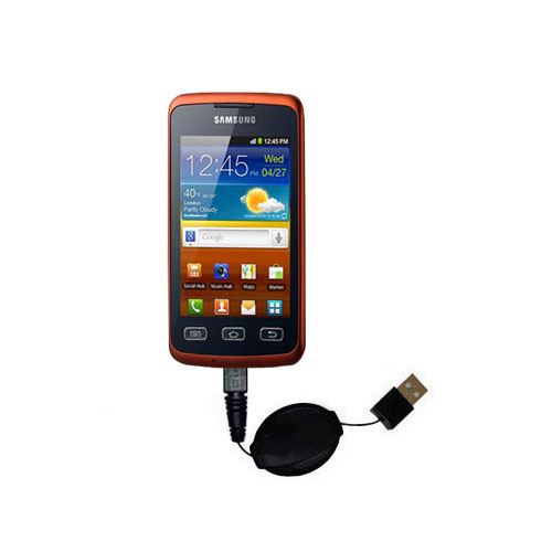 Retractable USB Power Port Ready charger cable designed for the Samsung Galaxy Xcover and uses TipExchange