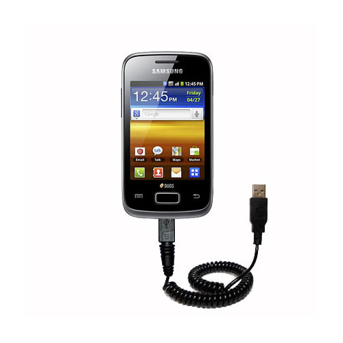 Coiled USB Cable compatible with the Samsung Galaxy Y DUOS