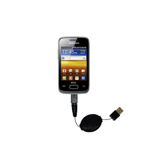 Retractable USB Power Port Ready charger cable designed for the Samsung Galaxy Y DUOS and uses TipExchange