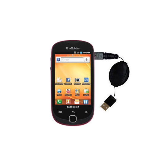 Retractable USB Power Port Ready charger cable designed for the Samsung Gravity SMART and uses TipExchange