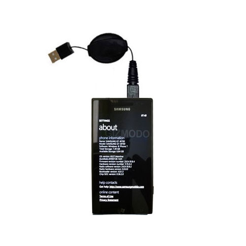 Retractable USB Power Port Ready charger cable designed for the Samsung GT-I8700 and uses TipExchange