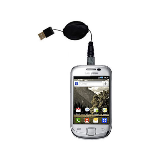 Retractable USB Power Port Ready charger cable designed for the Samsung GT-S5670 and uses TipExchange