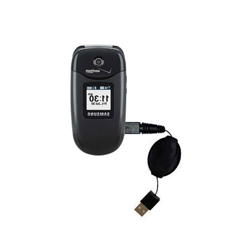 Retractable USB Power Port Ready charger cable designed for the Samsung Gusto 1 / 2 and uses TipExchange