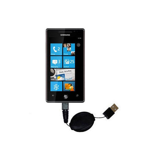 Retractable USB Power Port Ready charger cable designed for the Samsung I8350 and uses TipExchange