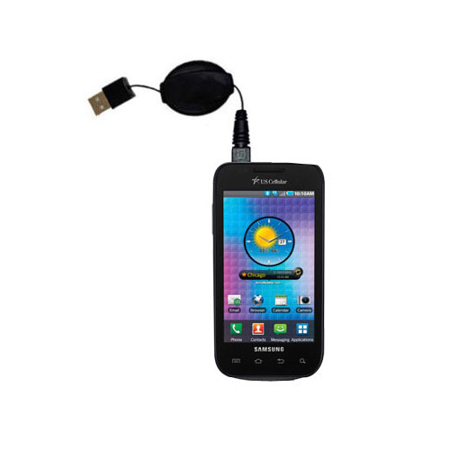 Retractable USB Power Port Ready charger cable designed for the Samsung Mesmerize and uses TipExchange