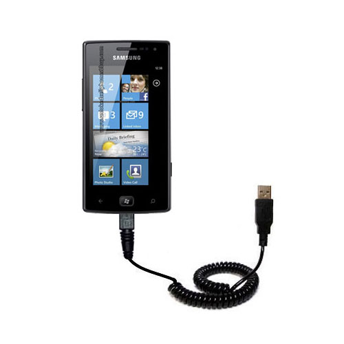 Coiled USB Cable compatible with the Samsung Omnia W