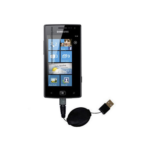 Retractable USB Power Port Ready charger cable designed for the Samsung Omnia W and uses TipExchange