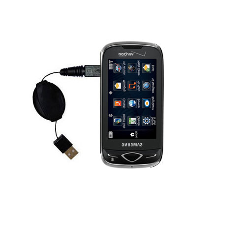 Retractable USB Power Port Ready charger cable designed for the Samsung Reality and uses TipExchange