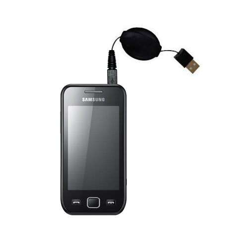 Retractable USB Power Port Ready charger cable designed for the Samsung S5250 and uses TipExchange