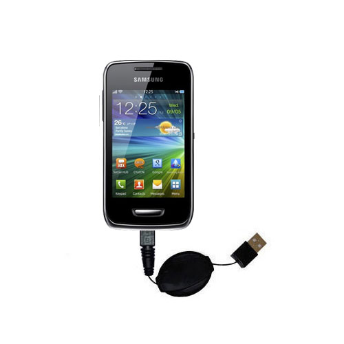 Retractable USB Power Port Ready charger cable designed for the Samsung S5380 and uses TipExchange