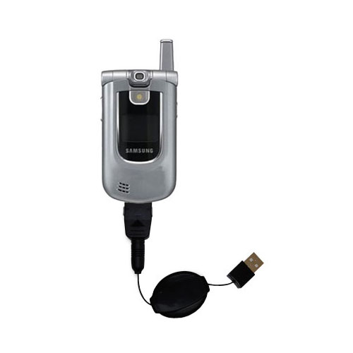 Retractable USB Power Port Ready charger cable designed for the Samsung SCH-A890 and uses TipExchange