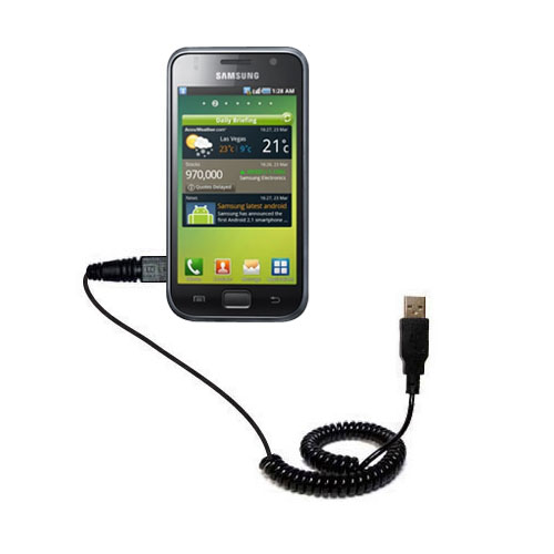 Coiled Power Hot Sync USB Cable suitable for the Samsung SCH-i510 with both data and charge features - Uses Gomadic TipExchange Technology