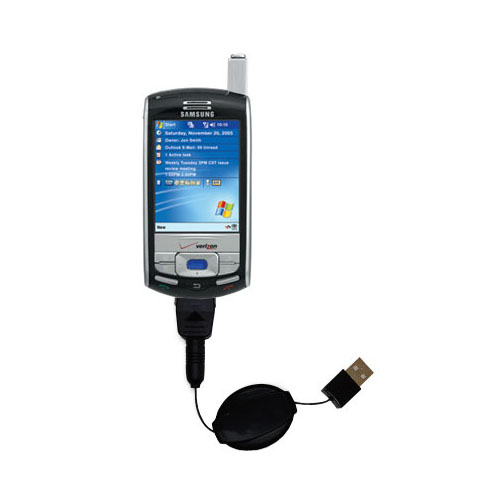 Retractable USB Power Port Ready charger cable designed for the Samsung SCH-i730 and uses TipExchange