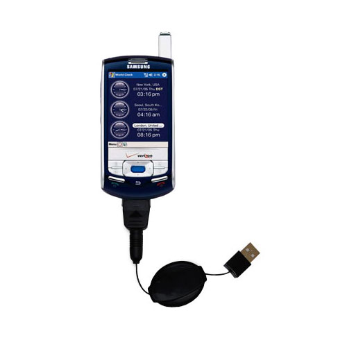 Retractable USB Power Port Ready charger cable designed for the Samsung SCH-i830 and uses TipExchange