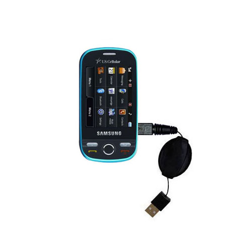 Retractable USB Power Port Ready charger cable designed for the Samsung SCH-R360 and uses TipExchange