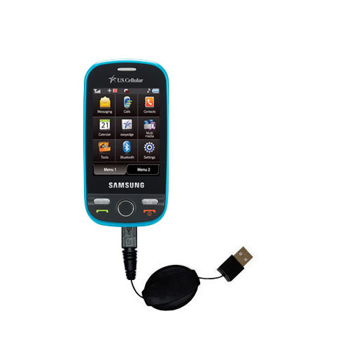 Retractable USB Power Port Ready charger cable designed for the Samsung SCH-R630 and uses TipExchange