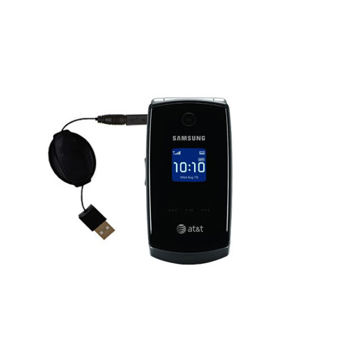 Retractable USB Power Port Ready charger cable designed for the Samsung SGH-A517 and uses TipExchange
