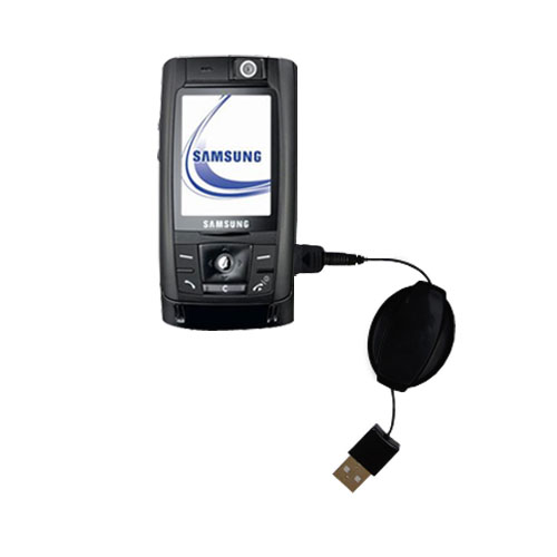 Retractable USB Power Port Ready charger cable designed for the Samsung SGH-D820 and uses TipExchange